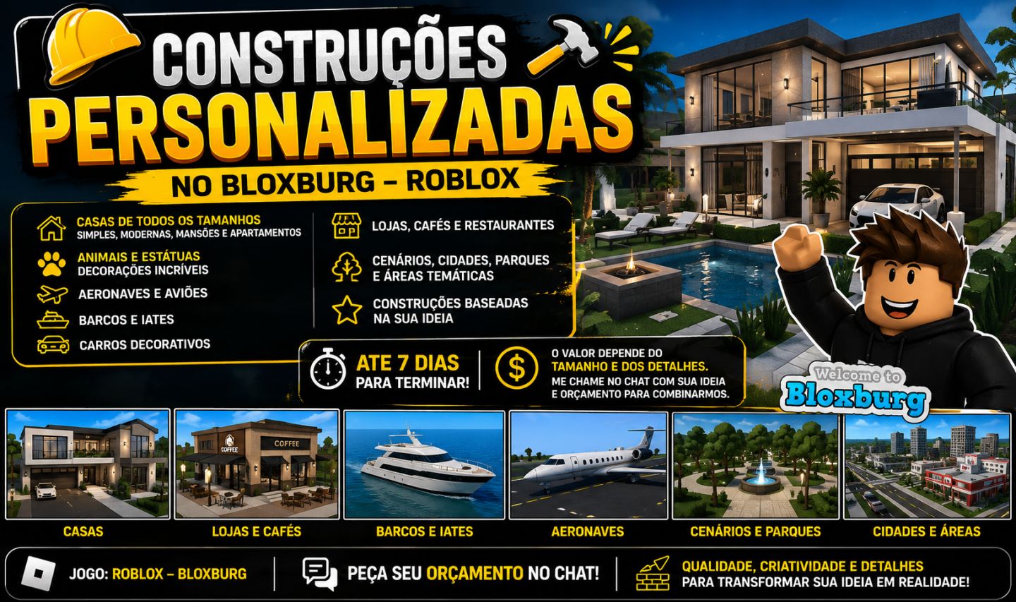 Construções Personalizadas no Bloxburg e venda de robuxs barato