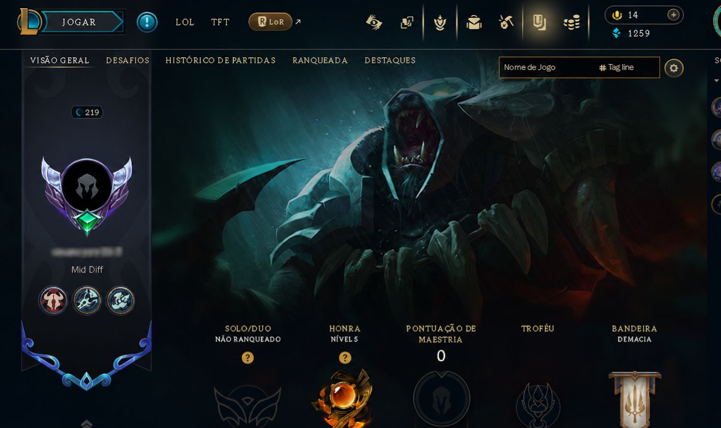 CONTA DE LEAGUE OF LEGENDS COM 100 SKINS