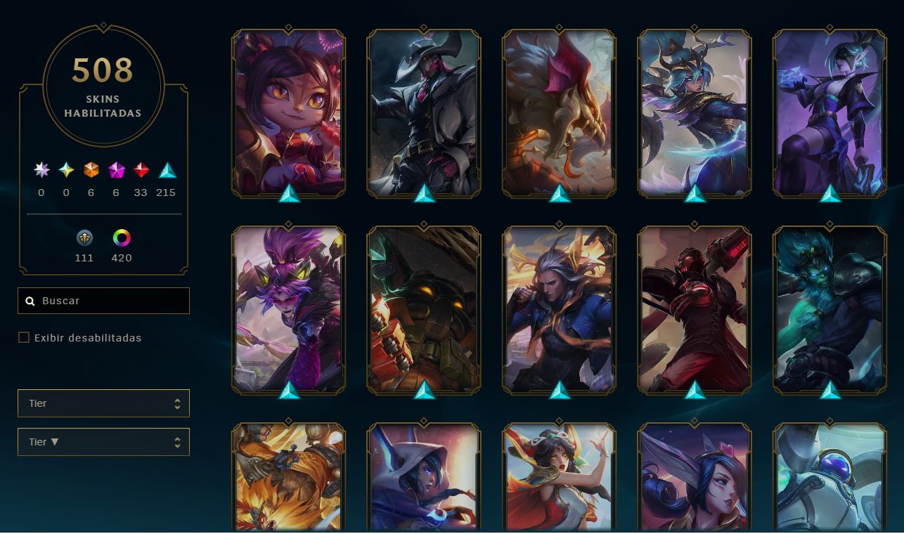 Conta League of Legends MMR MESTRE COM 508 SKINS RARAS