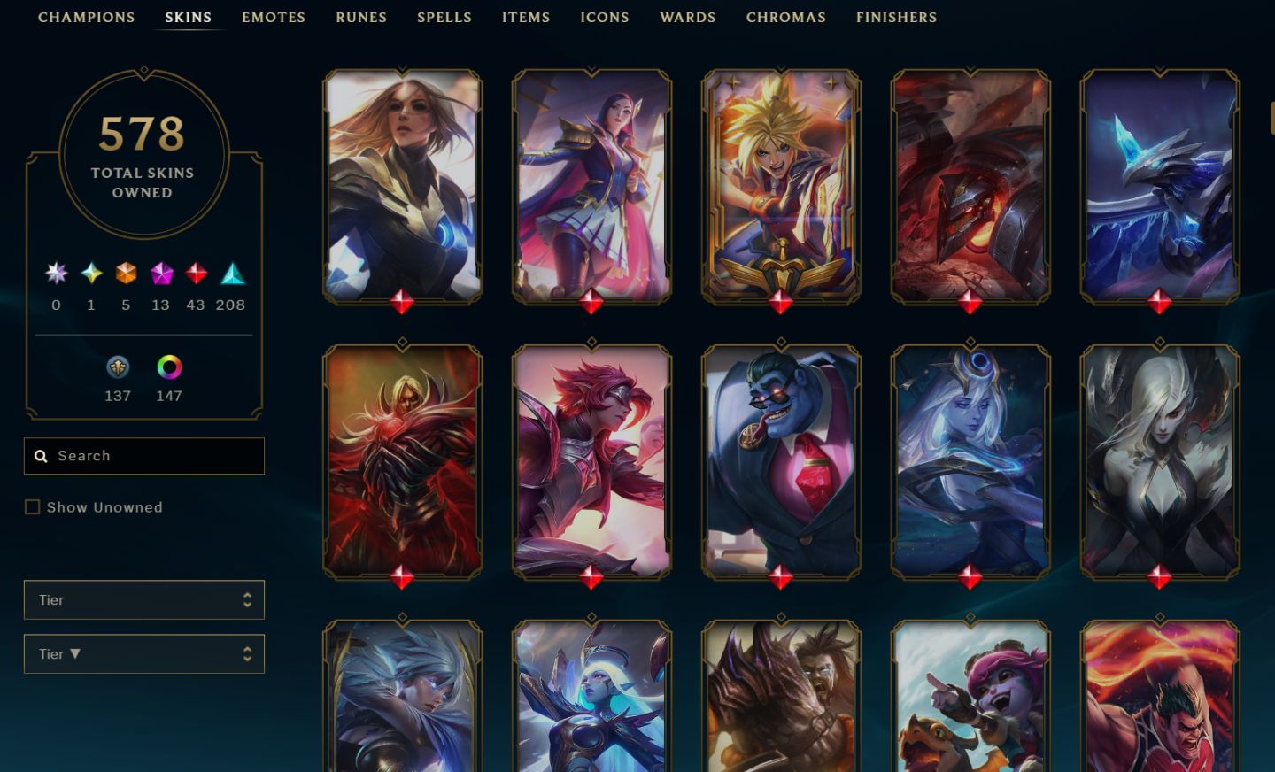 CONTA PLAT 3 / LVL 562 / 578 SKINS / 153 CHROMAS