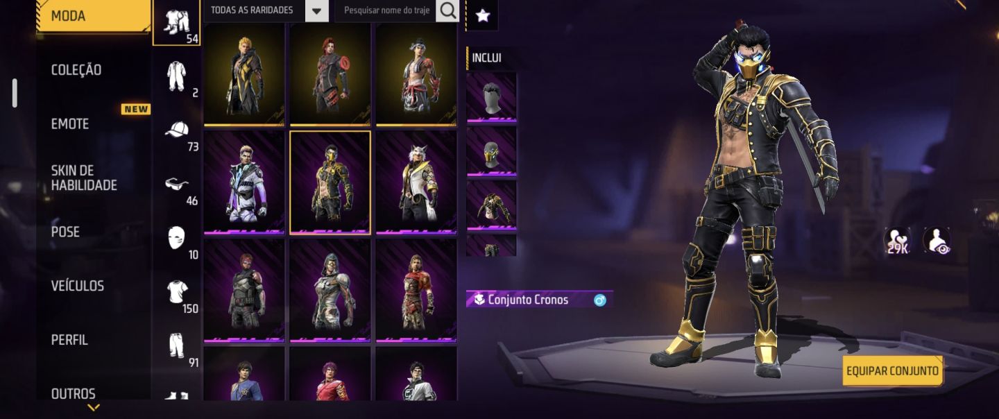 CONTA FREE FIRE NV.53 | 240+ ITENS | 54 CONJUNTOS