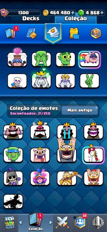 CONTA CLASH ROYALE COM 4800 GEMAS 8100K DE TROFEUS TODAS AS CARTAS 400K DE OURO