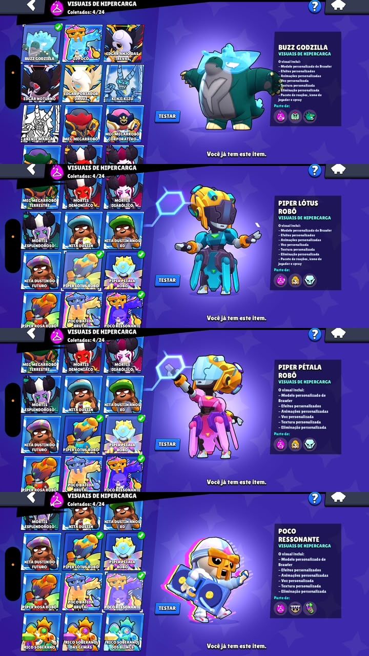 CONTA DE BRAWL STARS 72K DE TROFEUS | 107 BRAWLERS varias skins