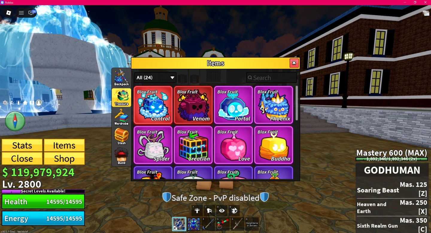 Conta Blox Fruits com Kitsune 600 mastery