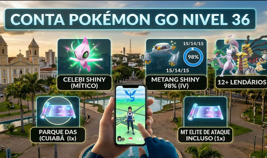 Pokémon GO Nível 36 | 12 Lendários + Míticos + Passes Premium e MTs