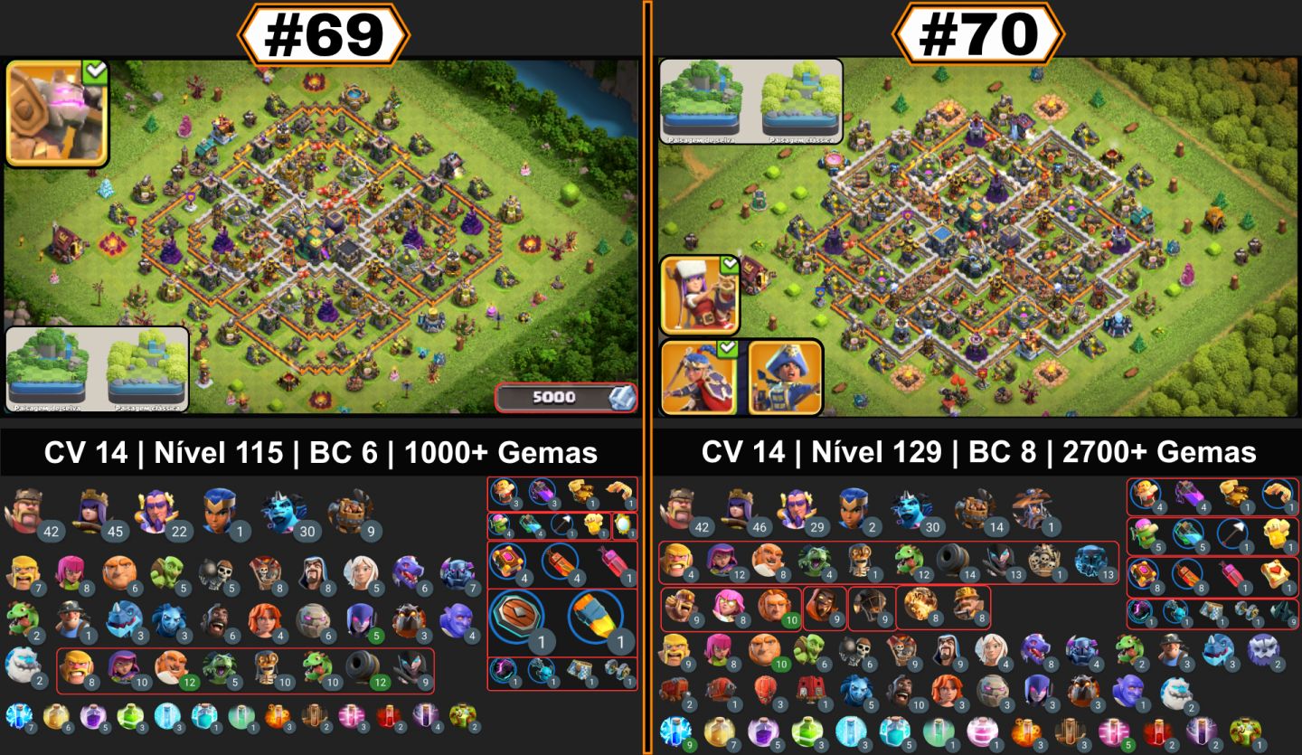 CONTAS CLASH OF CLANS | CVS UPADOS, FULL, SEMI-FULL, RUSHADOS, CLÃS, SKINS