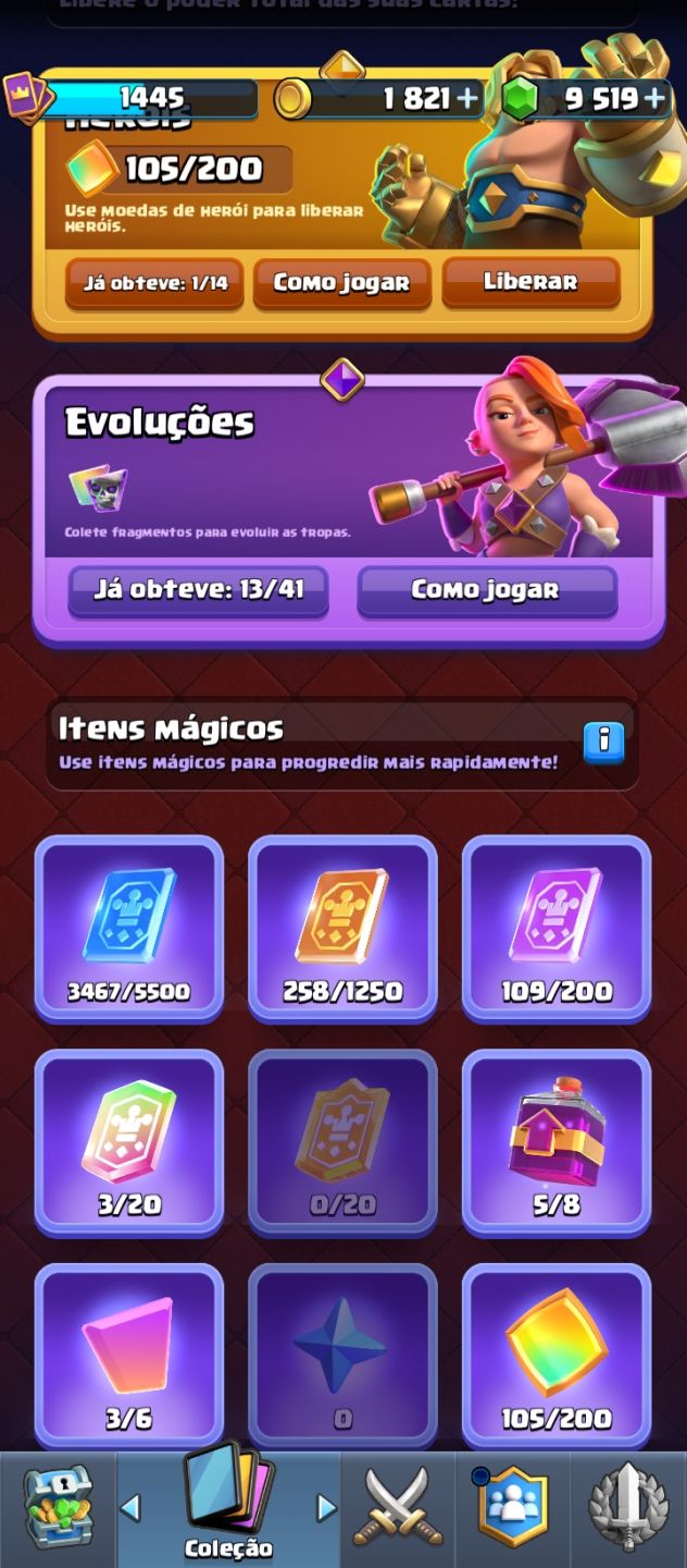 CONTA CLASH ROYALE NIVEL DE REI 14, +9MIL GEMAS E TROCA NICK GRÁTIS