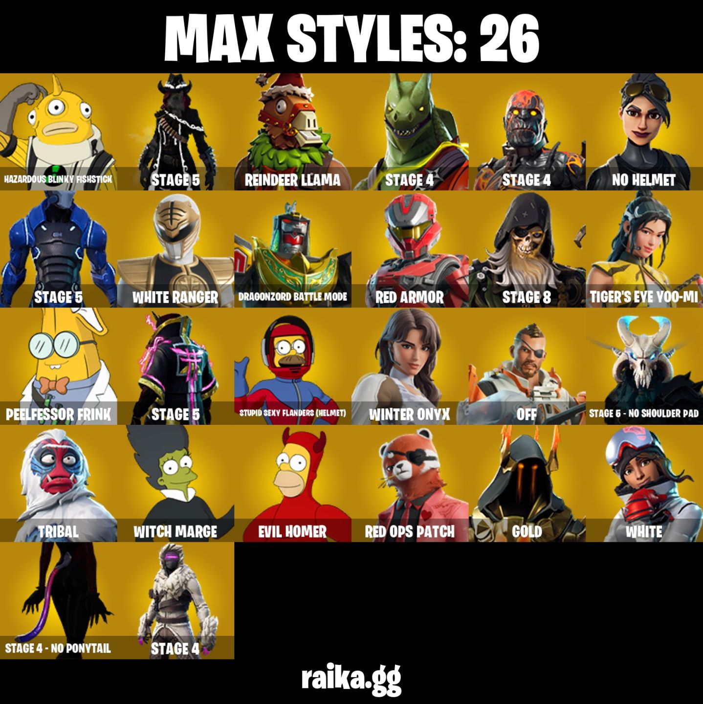 87 skins s2 Blue squire Royale Knight , s3 The Reaper 250 VB Rogue Agent