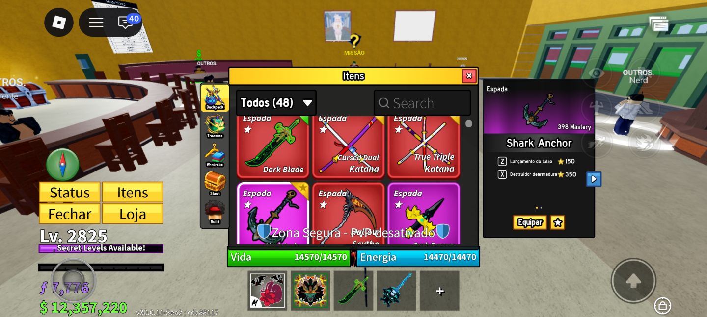 Conta com todas as Gamepass e 10 fruitas perm | Dragon, kitsune, portal etc...