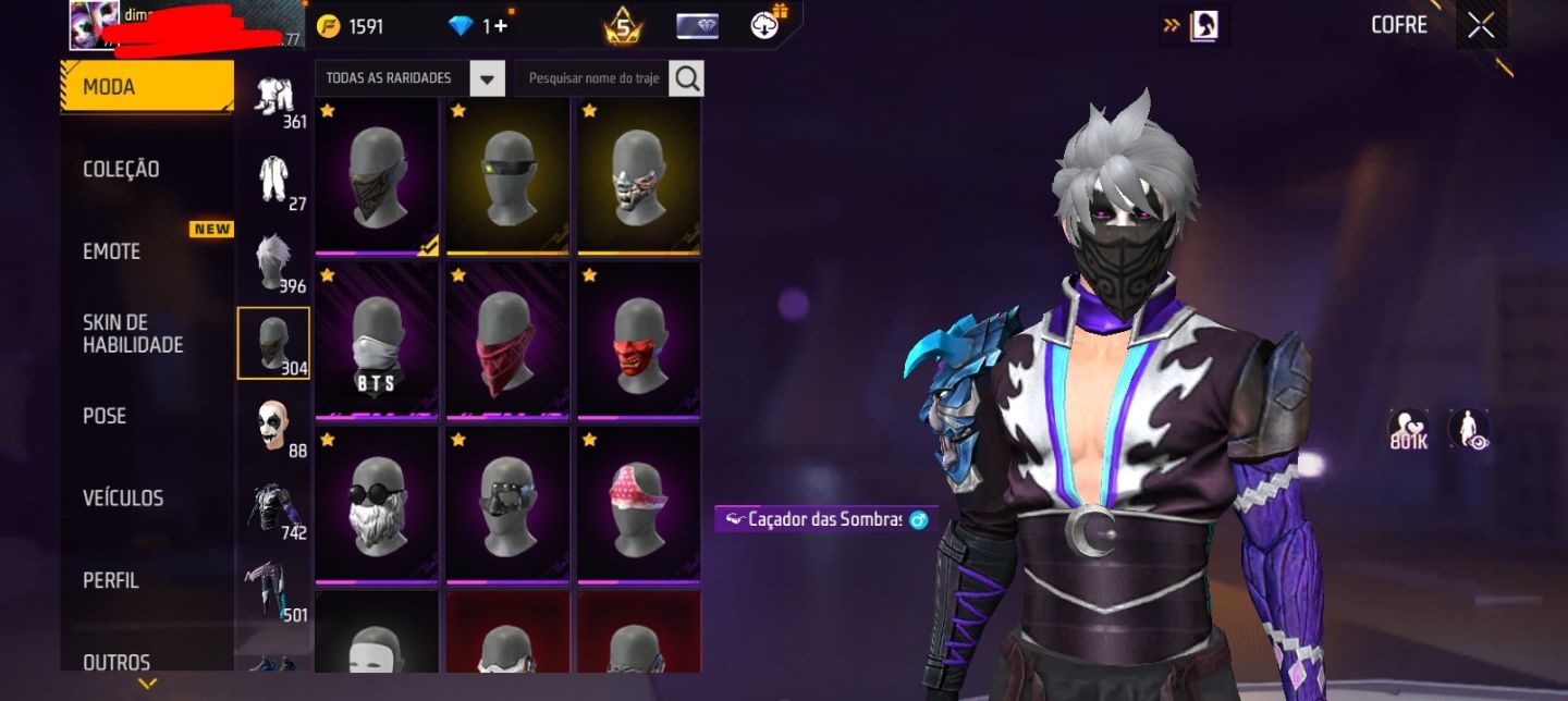 Conta free Fire (750 peitoral) quase prime 8