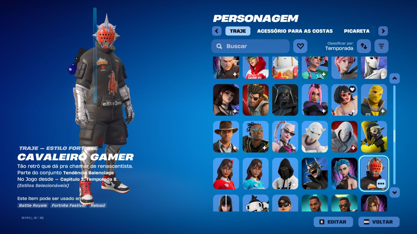 CONTA FORTNITE 400+ SKINS COM JOHN WICK PACK FUNDADOR STW MAKO OMEGA FULL ETC...