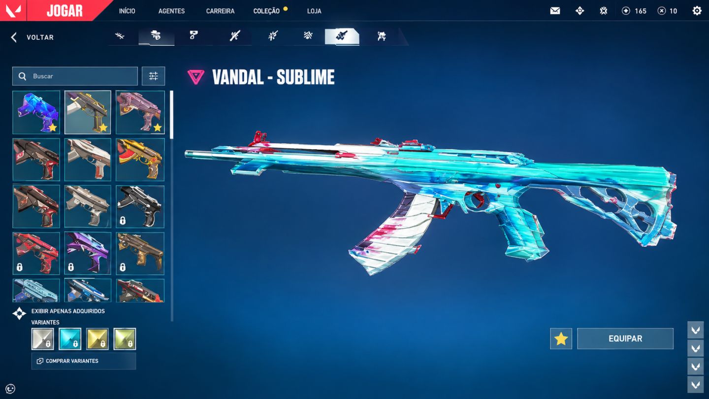 CONTA VALORANT COM SKINS RARAS PHANTOM SINGULARIDADE, VANDAL SUBLIME E FACA YO