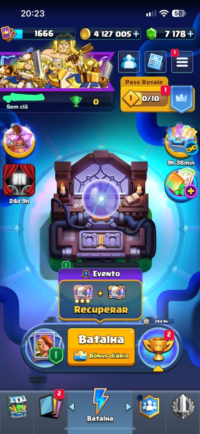 Conta clash royale arena max +4milhao ouro +7k gema