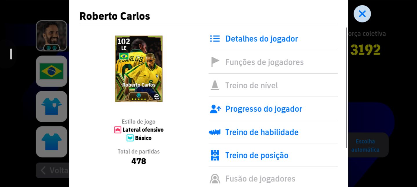 CONTA EFOOTBALL | 3192 FORÇA COLETIVA | Roberto Carlos, Neymar Jr