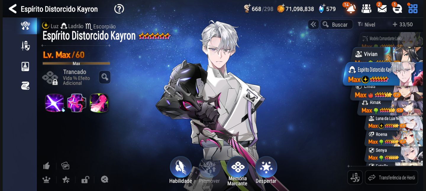 Conta starter epic seven collab czz completa+32 personagens 5 estrelas