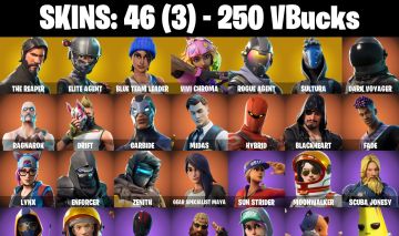 Conta Fortnite com The Reaper | Elite Agent | Blue Team Leader e 46 Skins