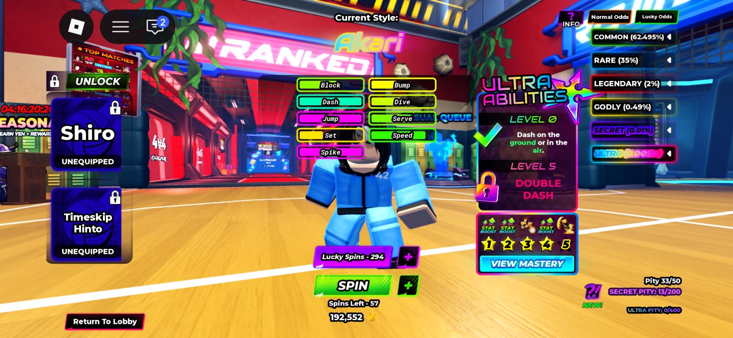 Conta Volleyball legends/Bloxfruits