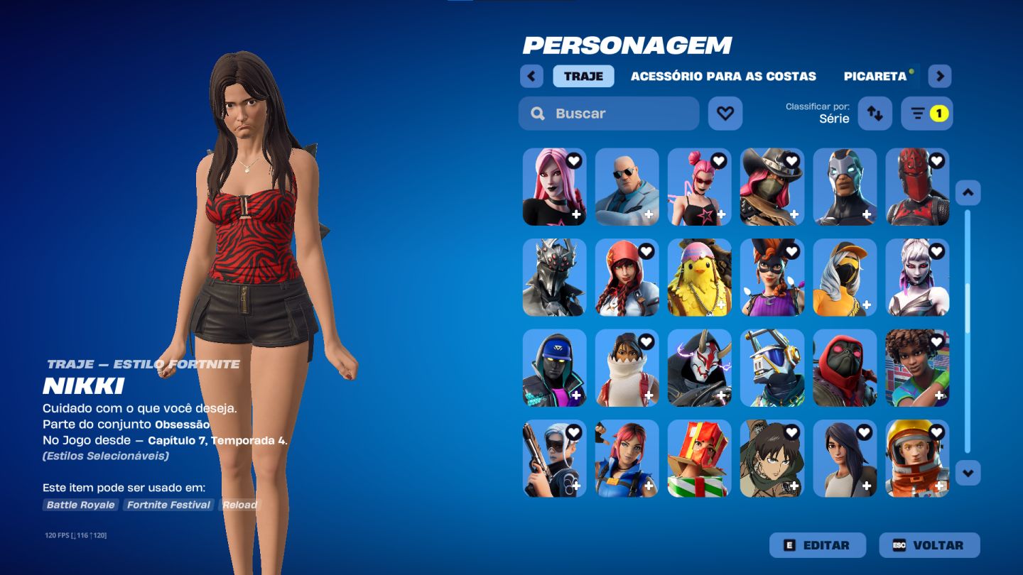 Conta de fortnite rara full season 3 com 145 skins