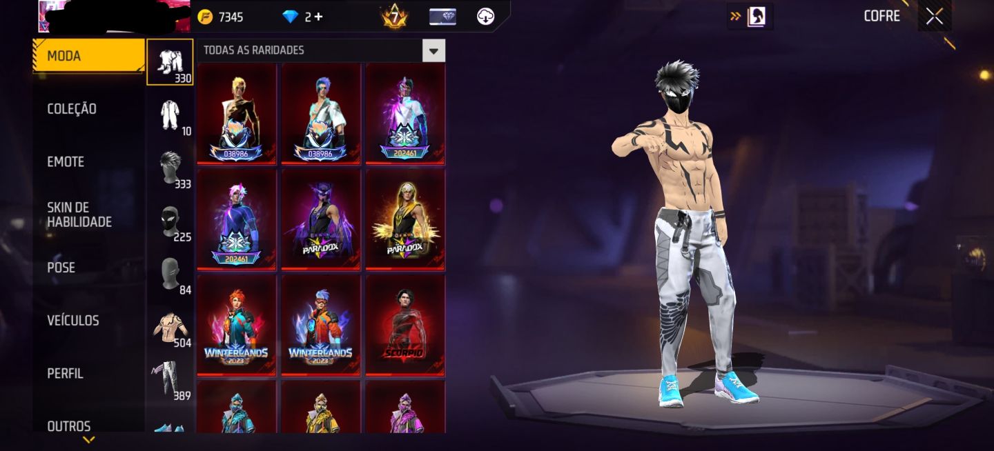 Conta de Free fire gemado com vários passes boayah
