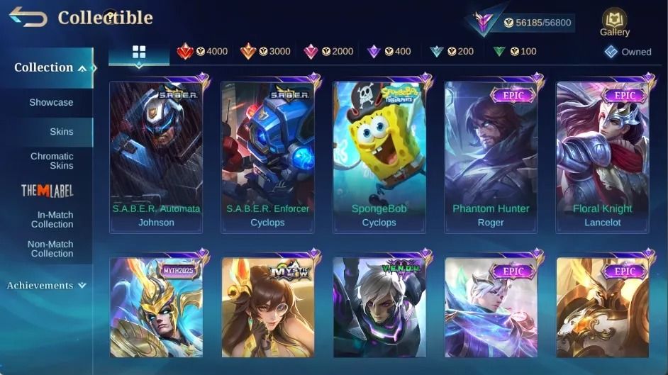 318 SKINS - FULL EMBLEMAS - FULL HEROIS