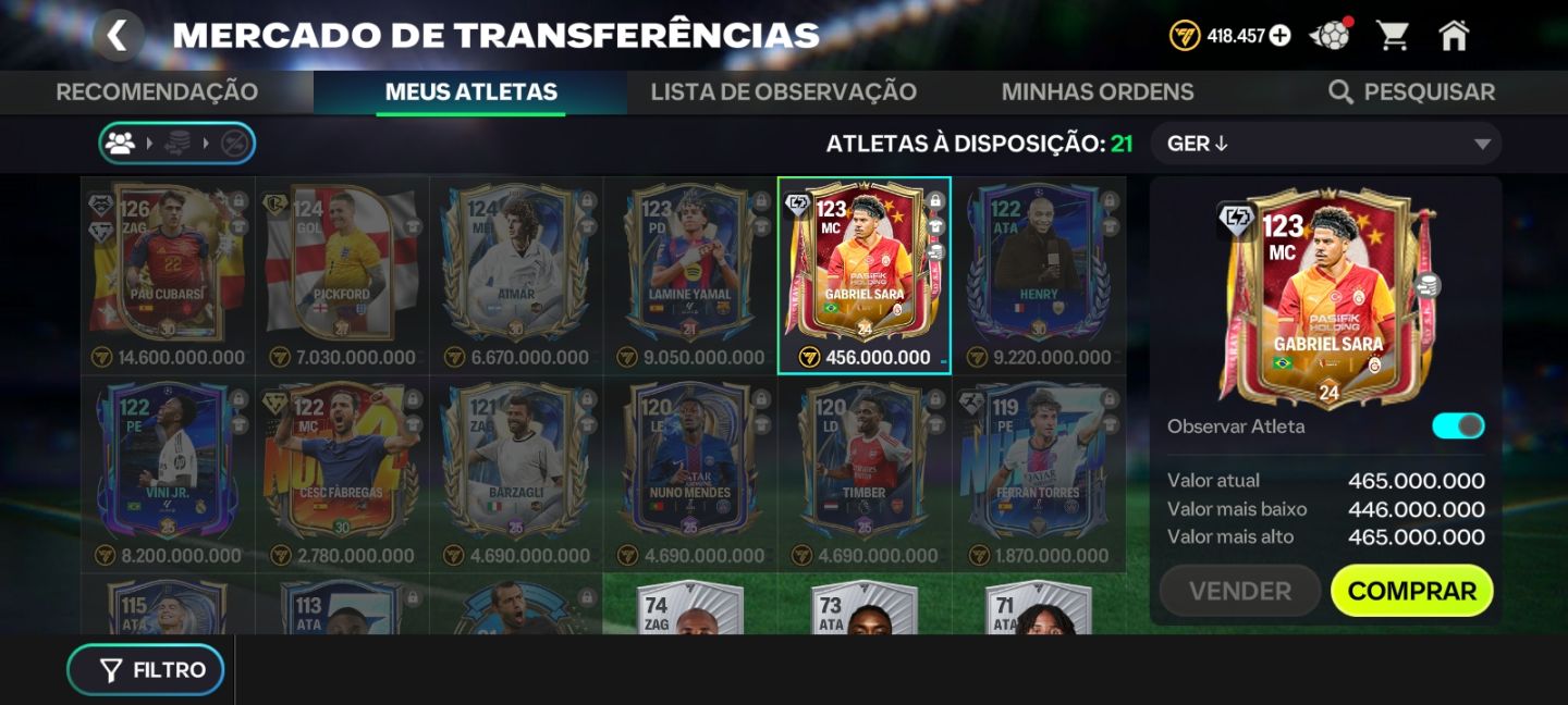 Conta de fc mobile com orv 123