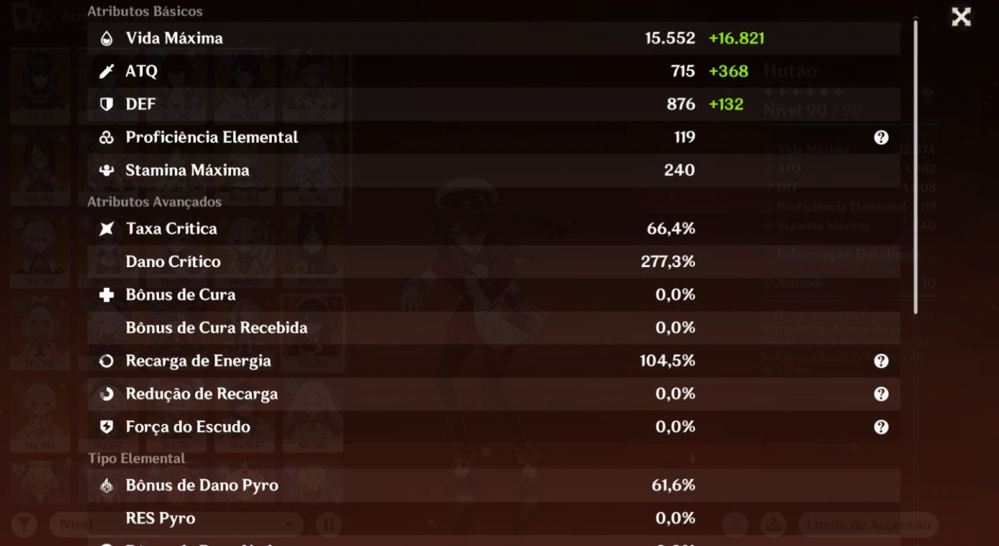 CONTA GENSHIN IMPACT AR60 HUTAO C4+BIS+SKIN, YELAN C2+SKIN+BIS E MUITO MAIS