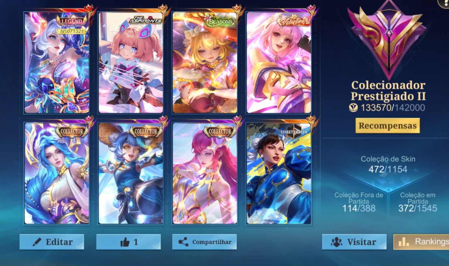 Conta Mobile Legends 451 skins, skin Layla Legends, Angela aspirante, e mais