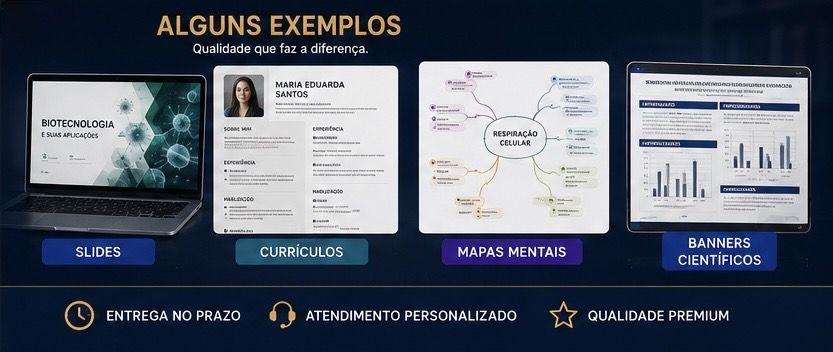 Trabalhos Acadêmicos Premium | Slides, ABNT, Resumos, Mapas Mentais e Currículos