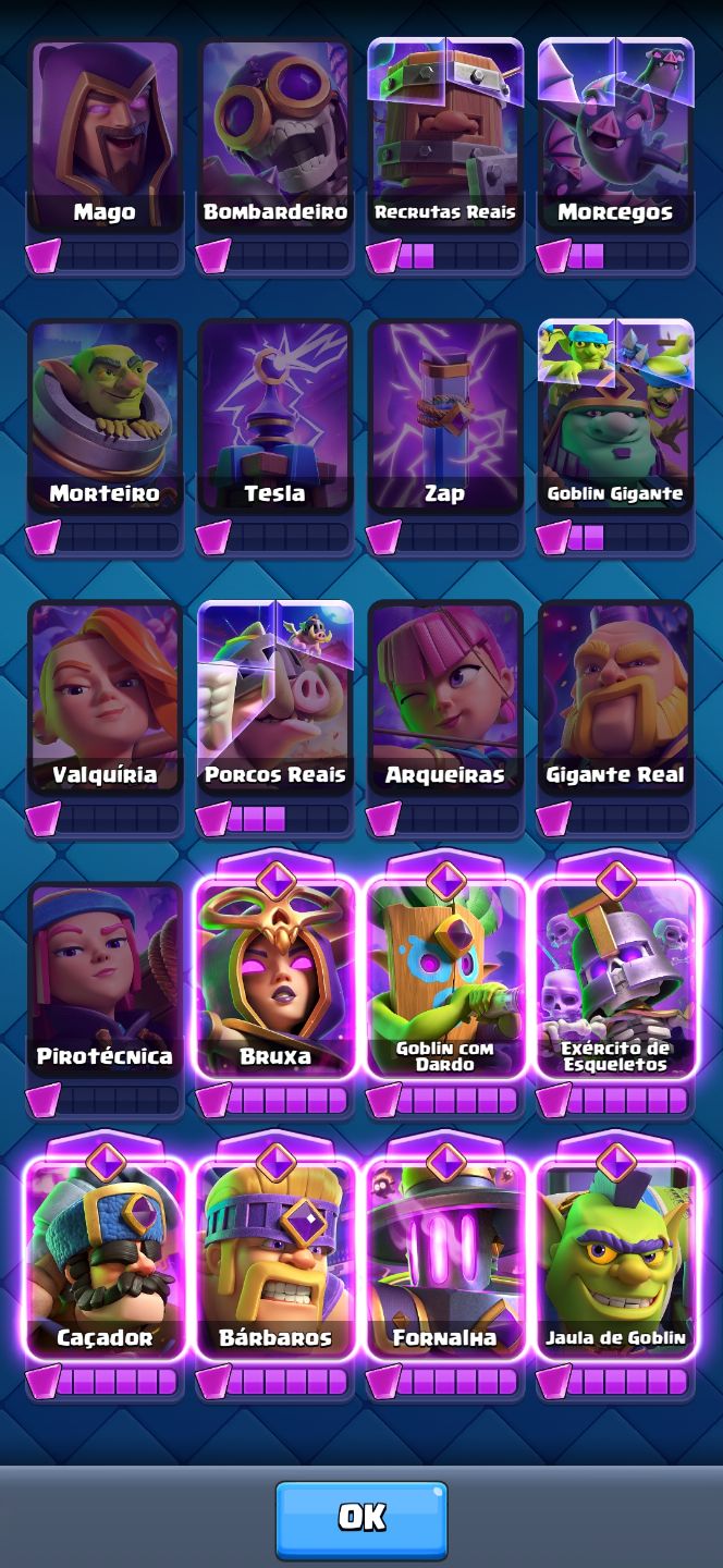 Conta de Clash Royale 10500 troféus com evo da bruxa e evo goblin com dardo!