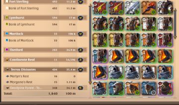 Conta albion online, conta com 100M em itens,coleta t8, equipamentos upados