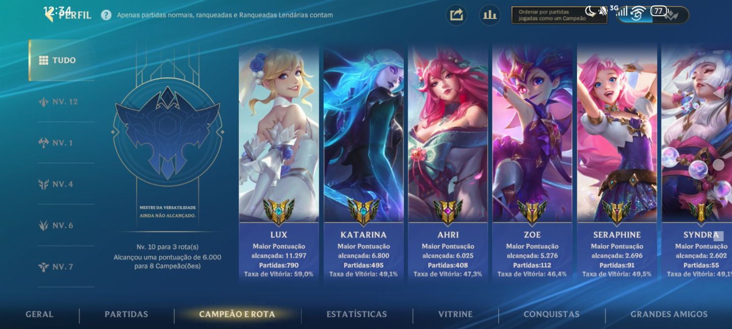 Conta Wild Rift 68 skins, 88 campeões