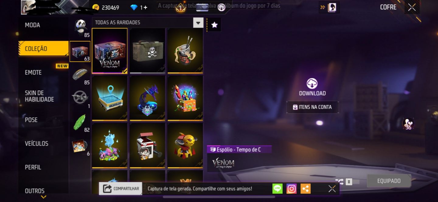 Conta Free fire level +70 com punho e naruto e tudo mais!!
