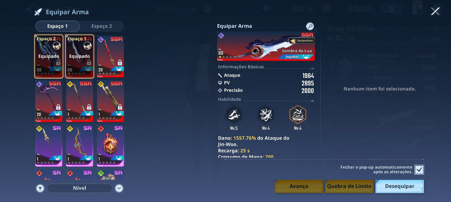 Conta solo leveling arise antiga com varios SSR