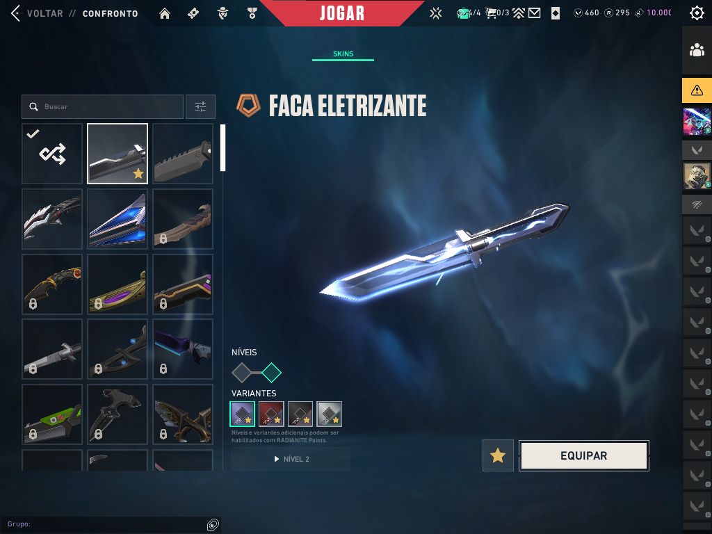 Conta Valorant com faca eletrizante, 3 vandal, 1 phantom e 1 sheriff e 3 passes