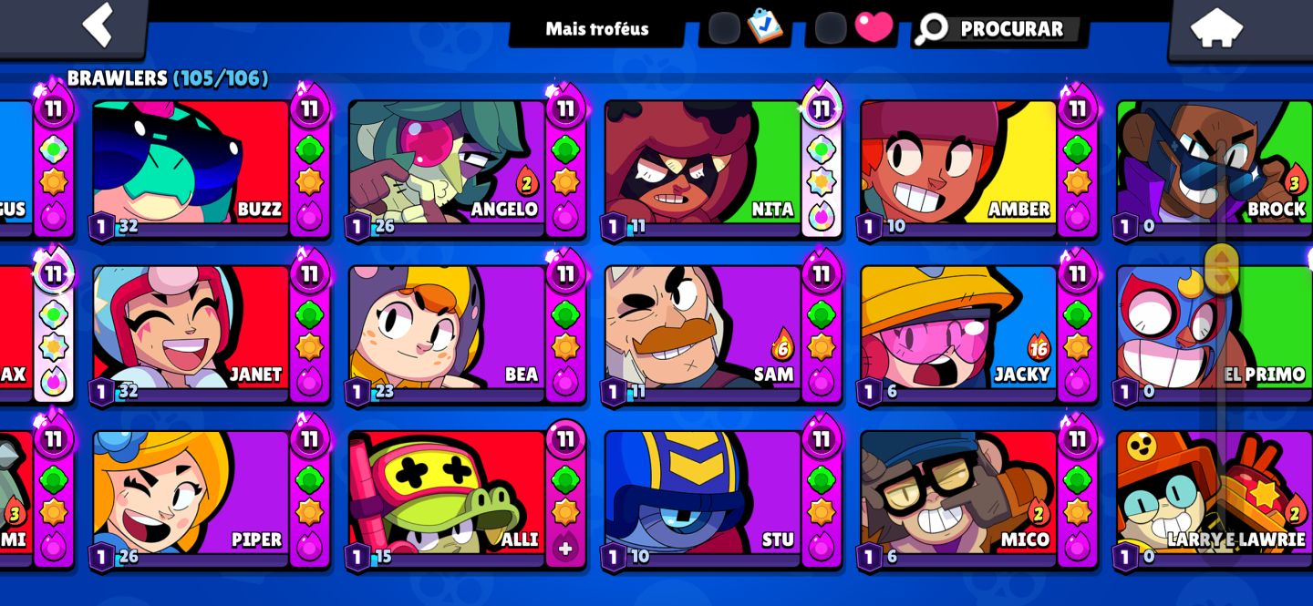 Conta Brawl Stars 83k Troféus, Todos Brawlers, 400+ Skins, Mestre, 46 HC Full!