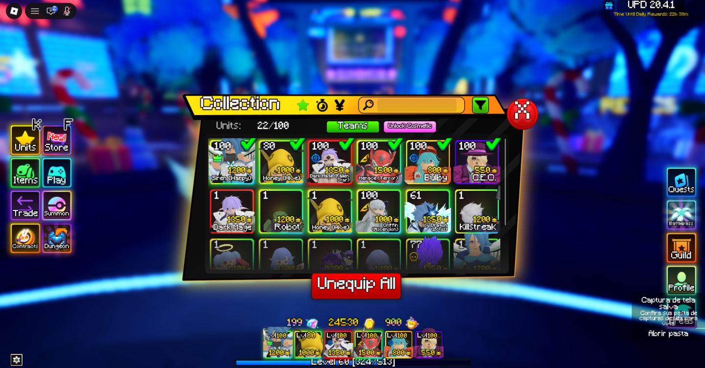 Conta com monet shiny de unique lvl60 anime adventures