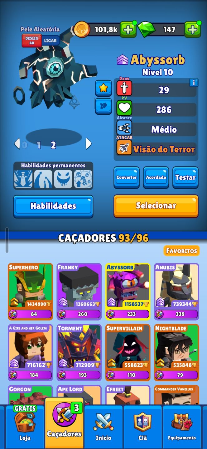 Conta Top Hunt Royale Skins Exclusivas