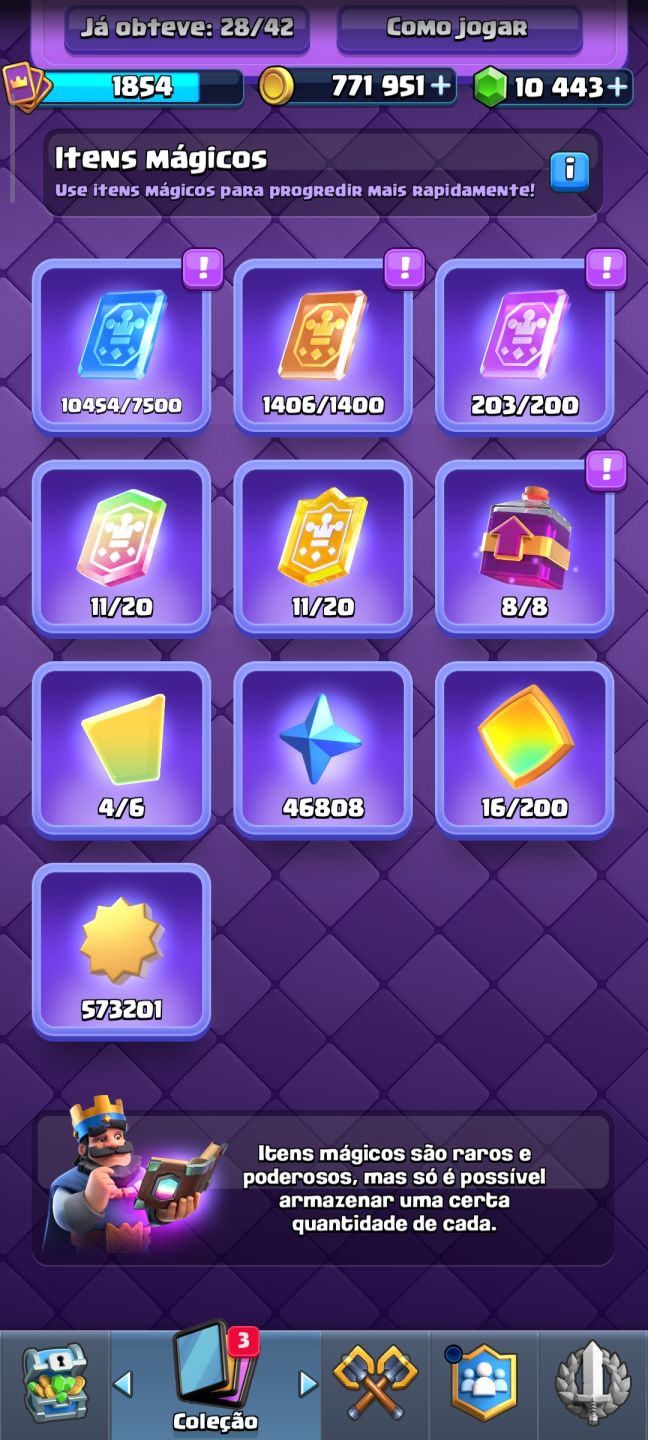 Conta Clash Royale nv. de coleção 1854 (Torre do rei 16)!!!!