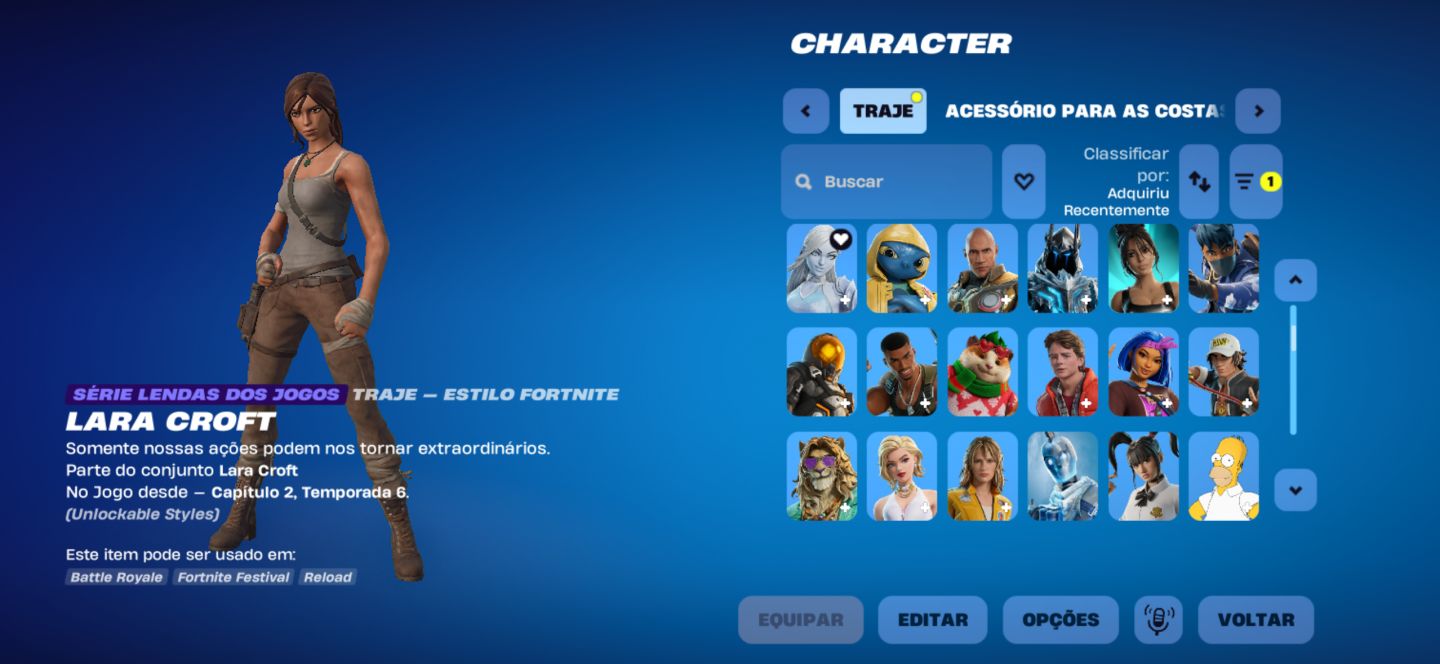 Conta de fortnite rara com 211 skins e laracroft! Salve o mundo!
