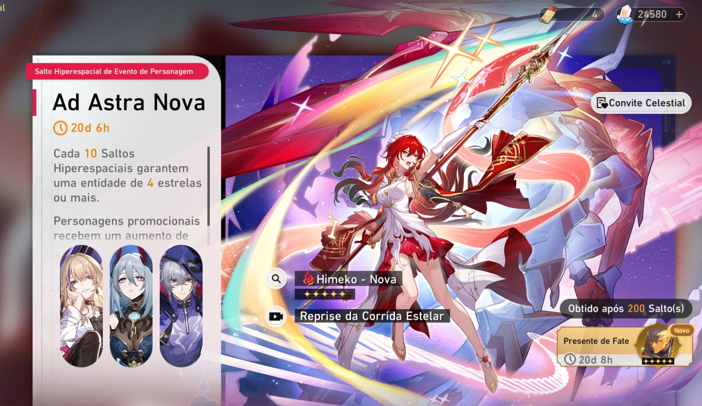 Conta star rail com: LOBA N999+ARMA+YAO GUANG+MORTENAX BLADE+ARMA..entre outros