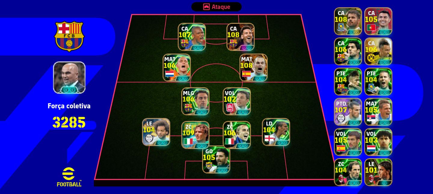 Conta eFootball - Completa full épica e bem montada (3285 de força coletiva)