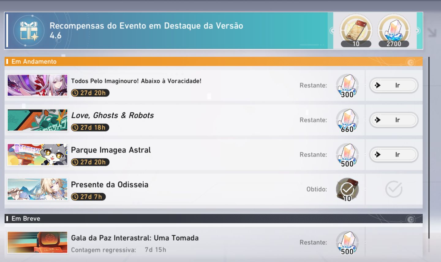 Conta Honkai Star Rail Euforia Team lv 36 todos eventos on user e niver livres