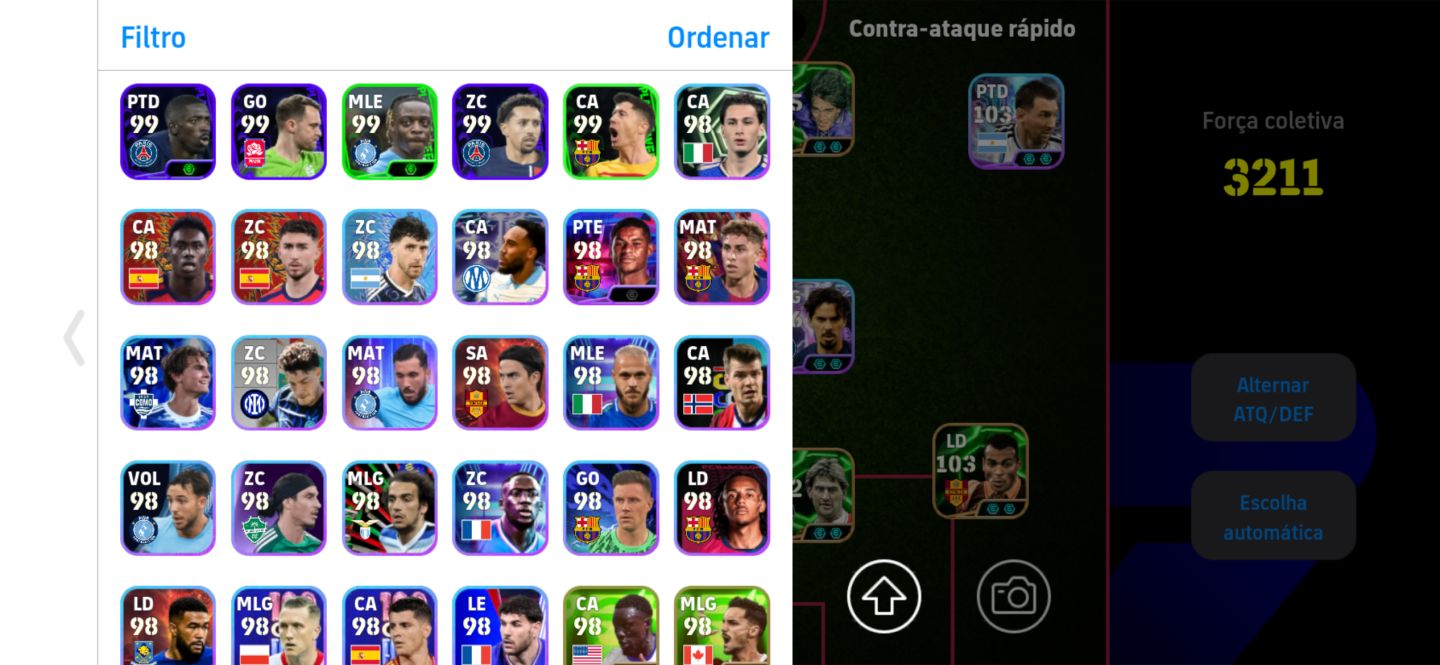 CONTA eFootball Mobile | Força 3211 | Elenco 105/106 | Muitas Cartas Especiais