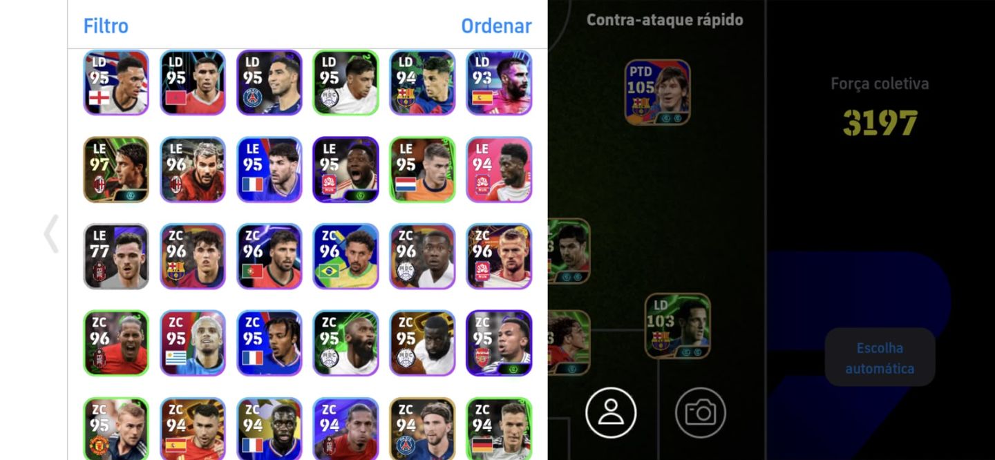 Conta Efootball - Messi 2012, Batistuta, Griezman, Buffon 105, Neymar copa 2014