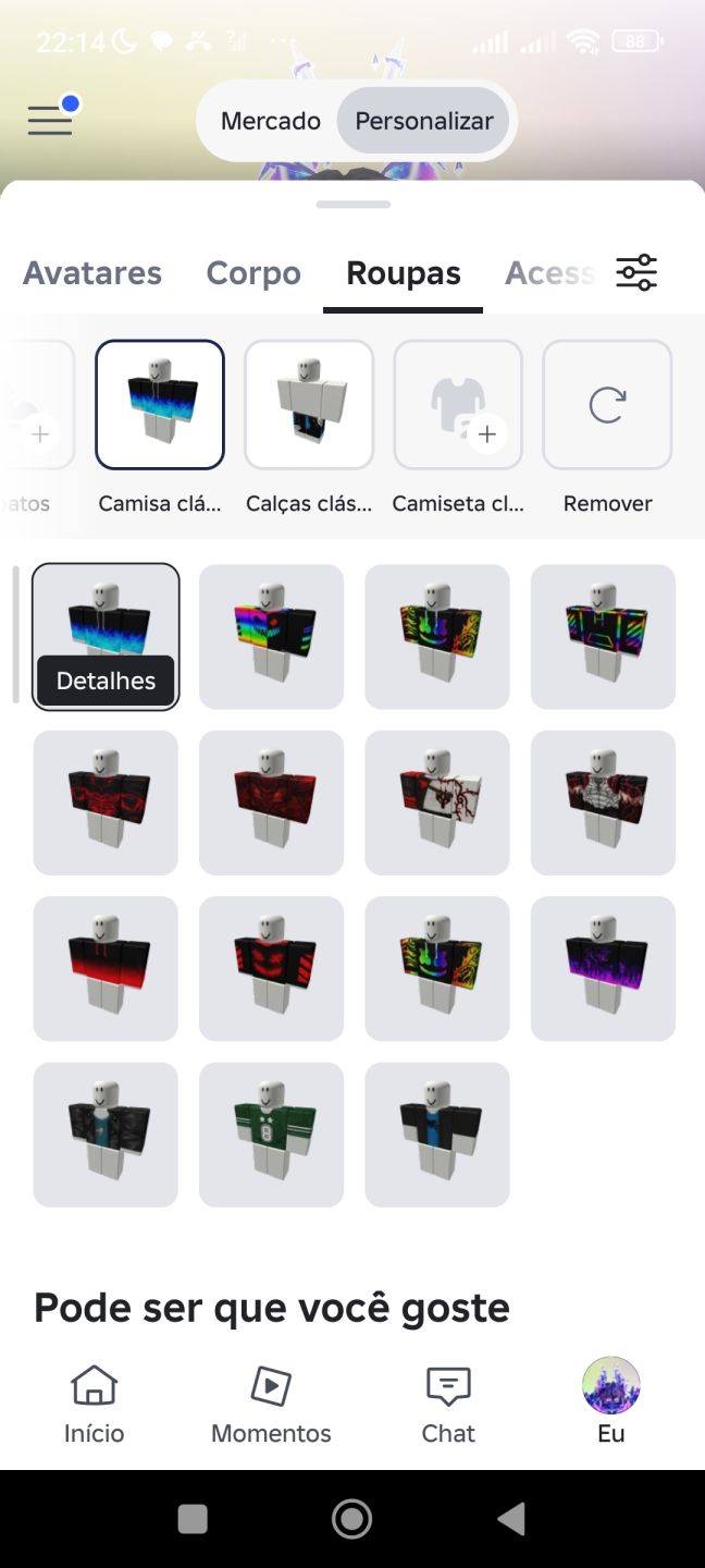 Conta de Roblox com roupas