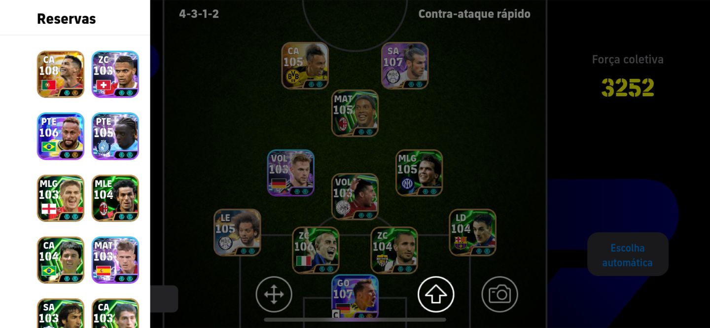 CONTA DE EFOOTBALL COM CR7 108 BALE 107 NEYMAR 106