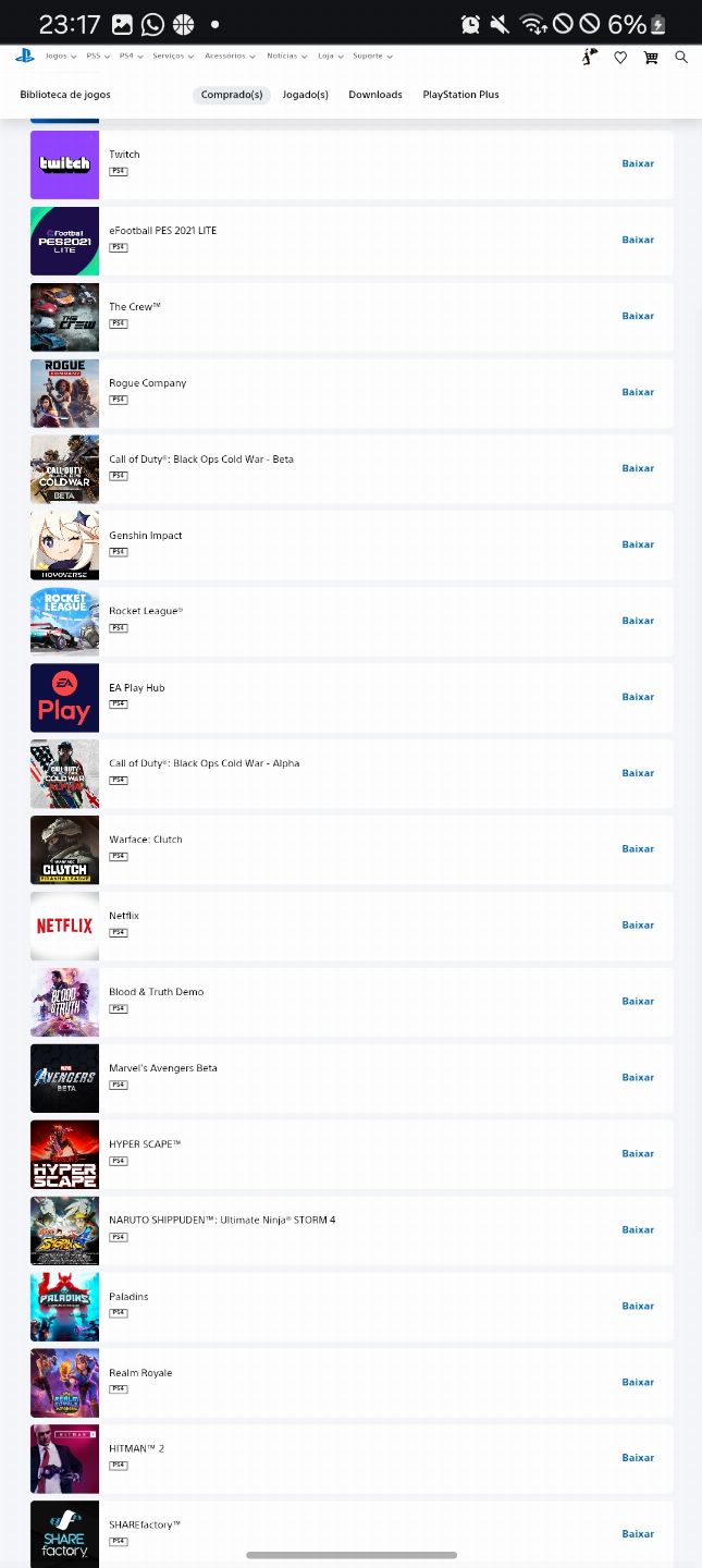 Contas playstation com 120 jogos disponíveis conta full acesso(preço negociavel)