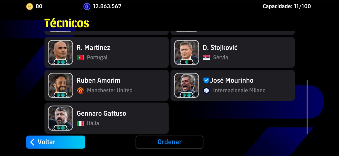 CONTA eFOOTBALL MOBILE À VENDA | TIME FORTE JOGADORES LENDÁRIOS