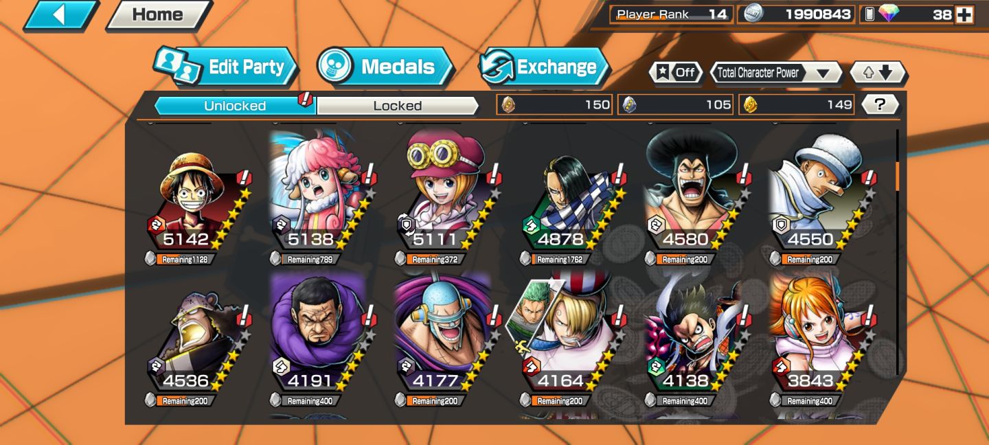 Conta de Bounty rush com barba negra, Aokiji e Rogerio EX
