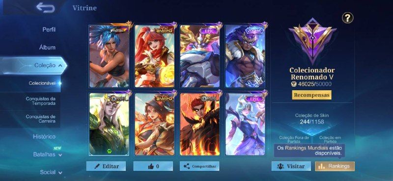 MOBILE LEGENDS | 244 SKINS | COLECIONADOR RENOMADO V | BLAZING, ZODIAC E MAIS!